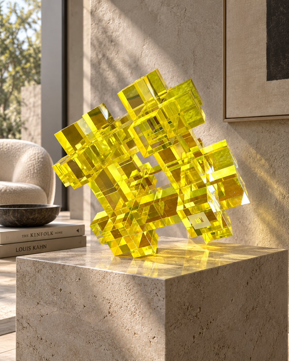 a-MAZING CUBES — Crystal Glass Sculpture | YELLOW - Image 2