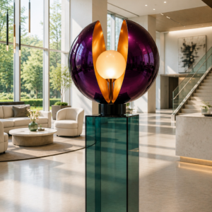 NACRE — Sculptural Light | Purple Shells | Green Glass Base