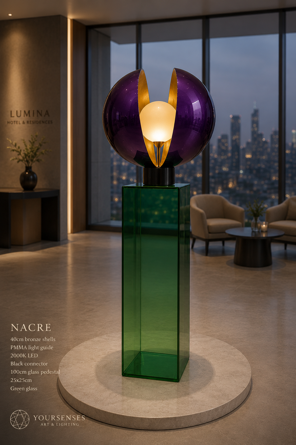 NACRE — Sculptural Light | Purple Shells | Green Glass Base - Image 6