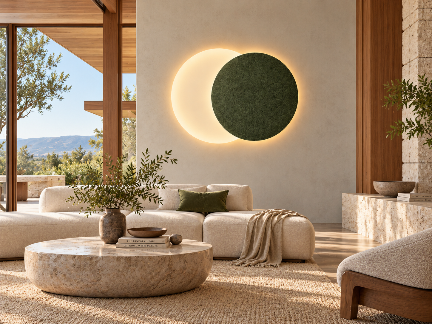 YourSenses LUNA TWIN wall light with two overlapping circular forms and warm indirect illumination